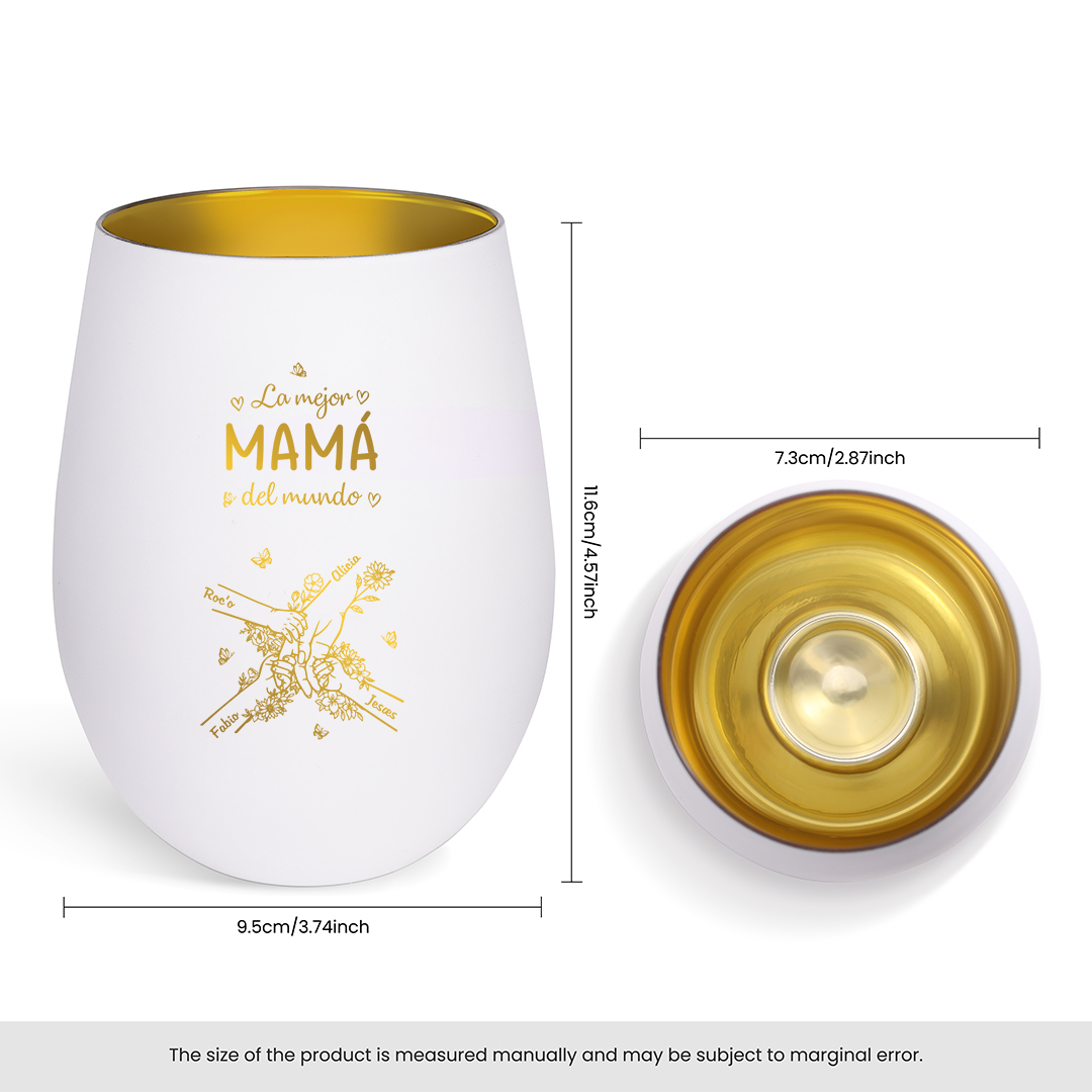 Portavelas de cristal personalizado “La mejor mamá/abuela del mundo” con nombres de 2 a 7 hijos