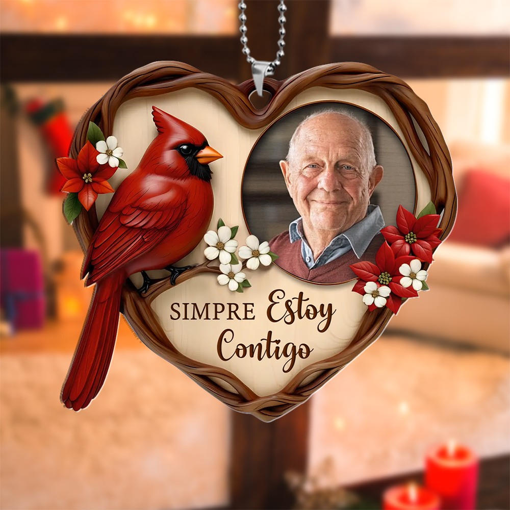 Adorno para árbol de Navidad personalizado con foto conmemorativa de cardenal