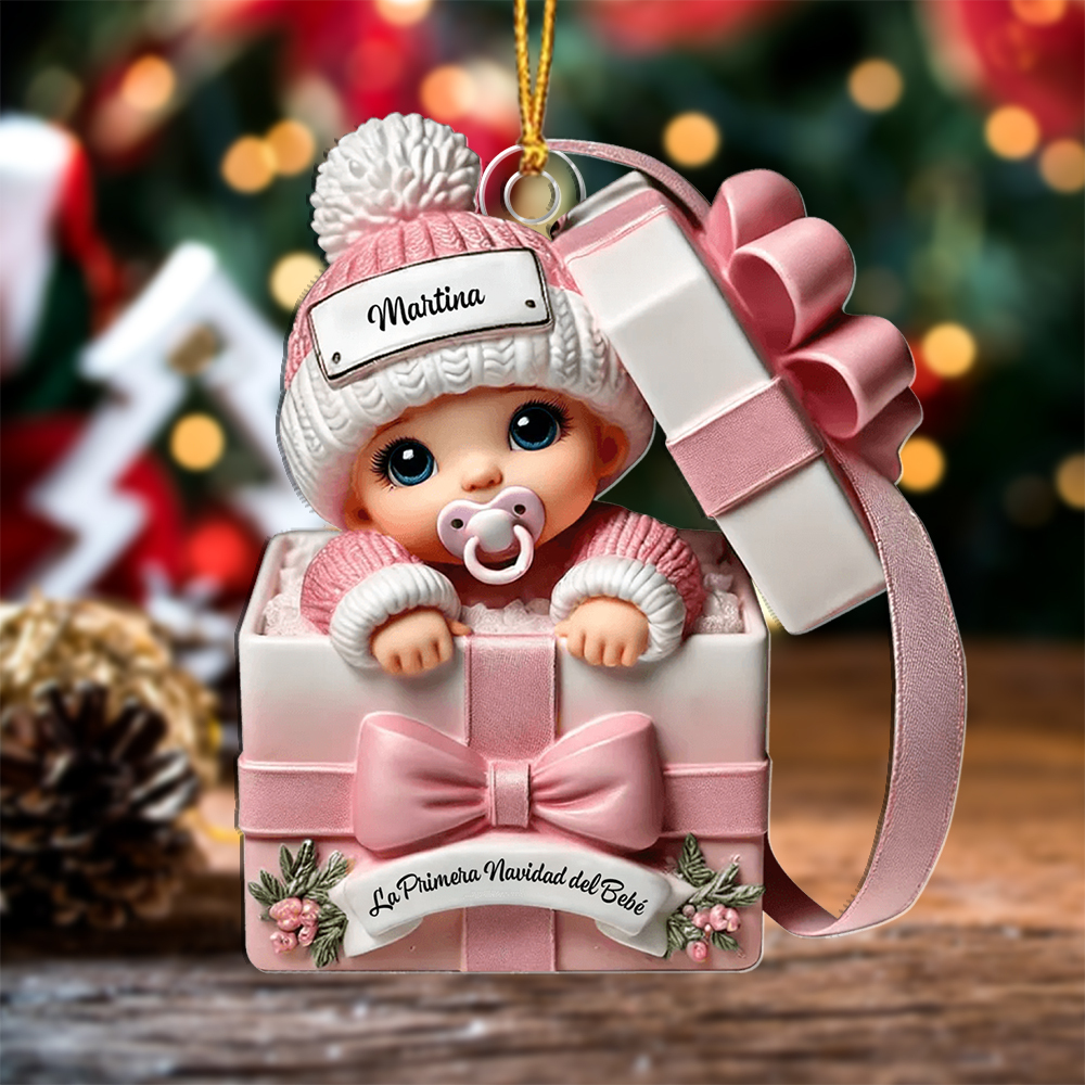Adorno/ornamento navideño personalizado - árbol de Navidad personalizado – Bebé en caja de regalo | Jessemade