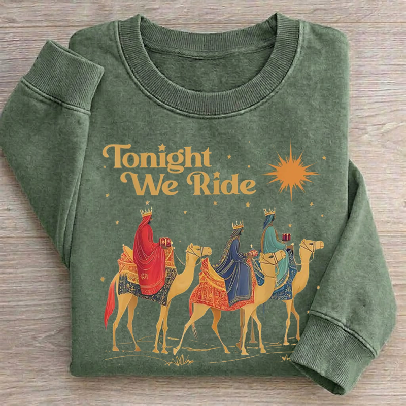 Retro Tonight We Ride Christmas Christian Quote Sweatshirt