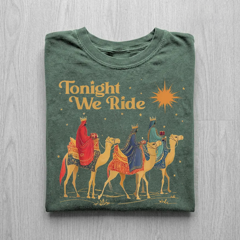Retro Tonight We Ride Christmas Christian Quote T-shirt