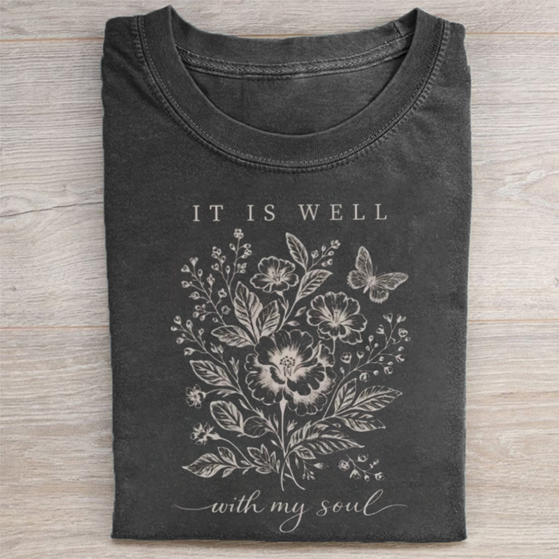It Is Well With My Soul Floral T-shirt