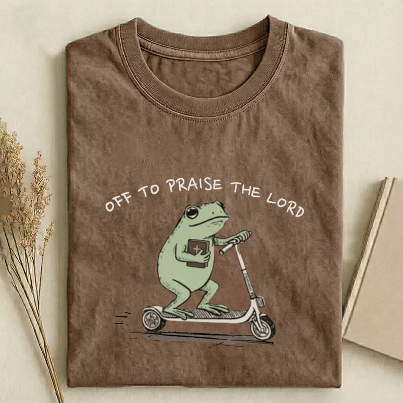 Funny Frog Off To Praise The Lord T-shirt