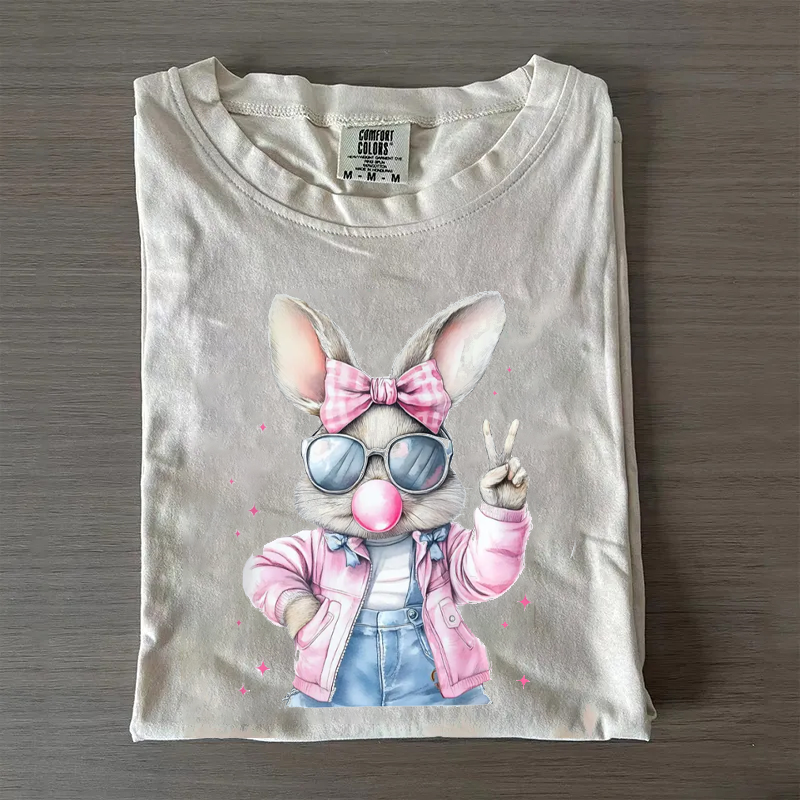 Retro Easter Bunny Blowing Bubble T-shirt