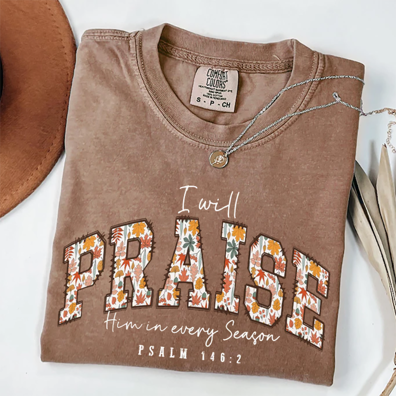 Comfort Colors I will Praise him in every Season Jesus T-shirt