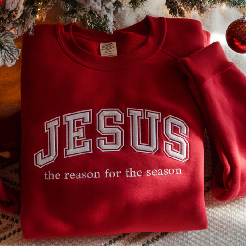 Embroidered Jesus Christmas Sweatshirt