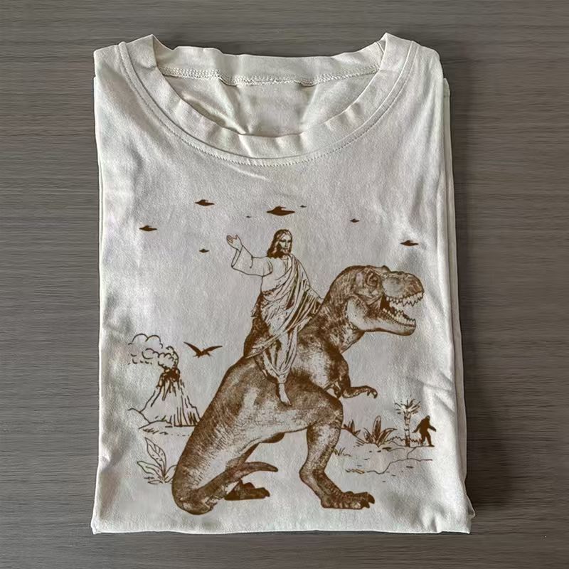 Jesus Riding Dinosaur T-shirt
