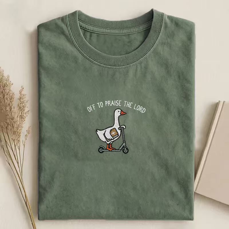 Embroidered Silly Goose Off To Praise The Lord T-shirt