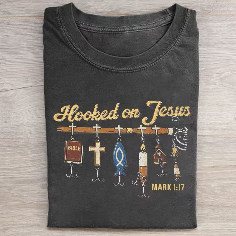 Hooked On Jesus Christian Fishing T-shirt