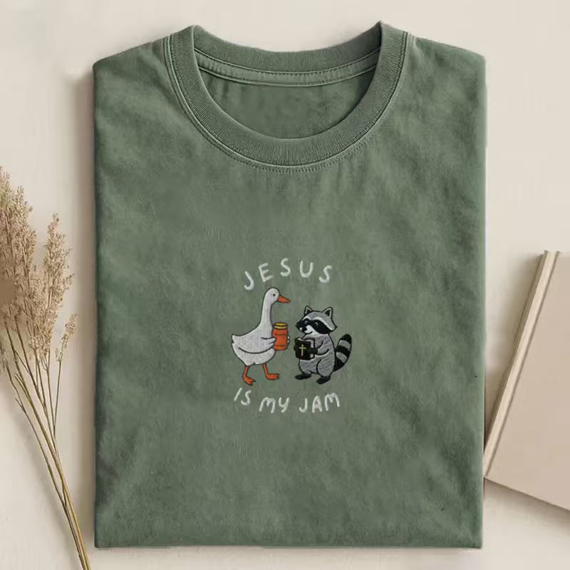 Embroidered Jesus Is My Jam T-shirt