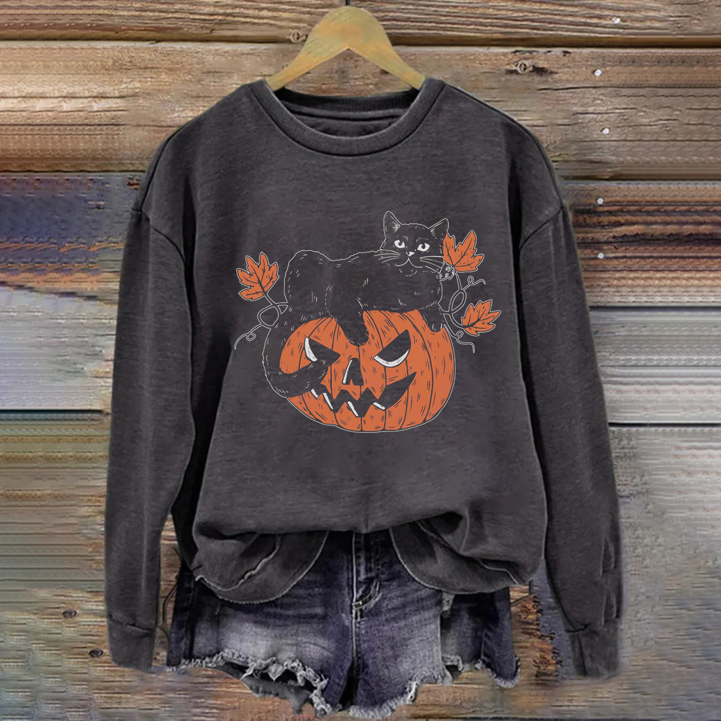 Comfort Colors Black Cat on Pumpkin T-shirt/Sweatshirt
