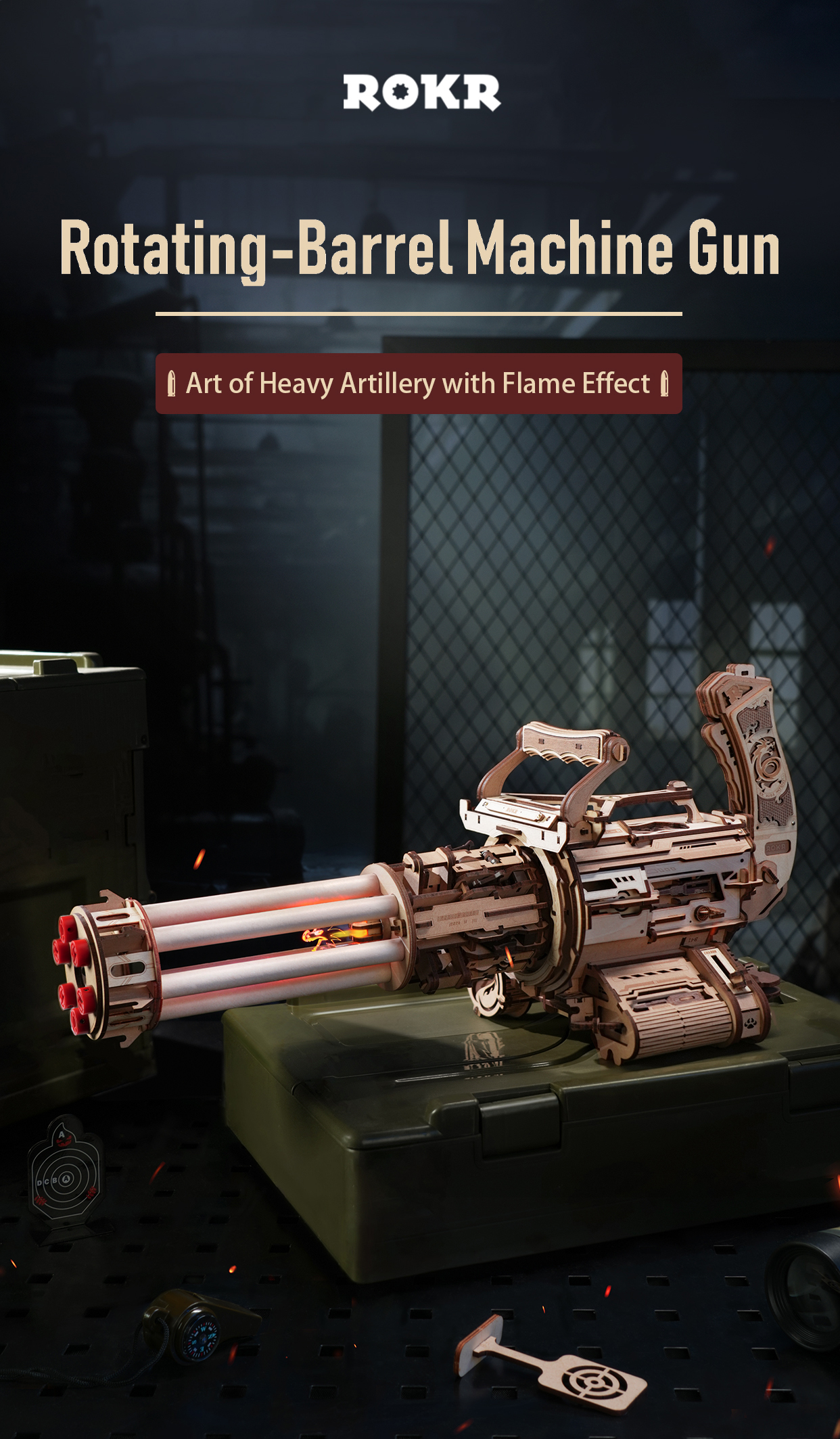 Rotating-Barrel Machine Gun 3D Wooden Puzzle