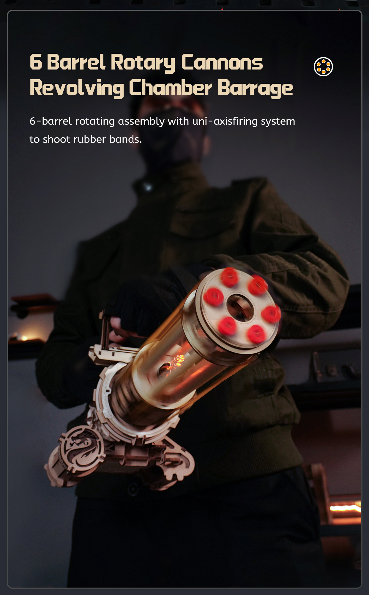 Rotating-Barrel Machine Gun 3D Wooden Puzzle