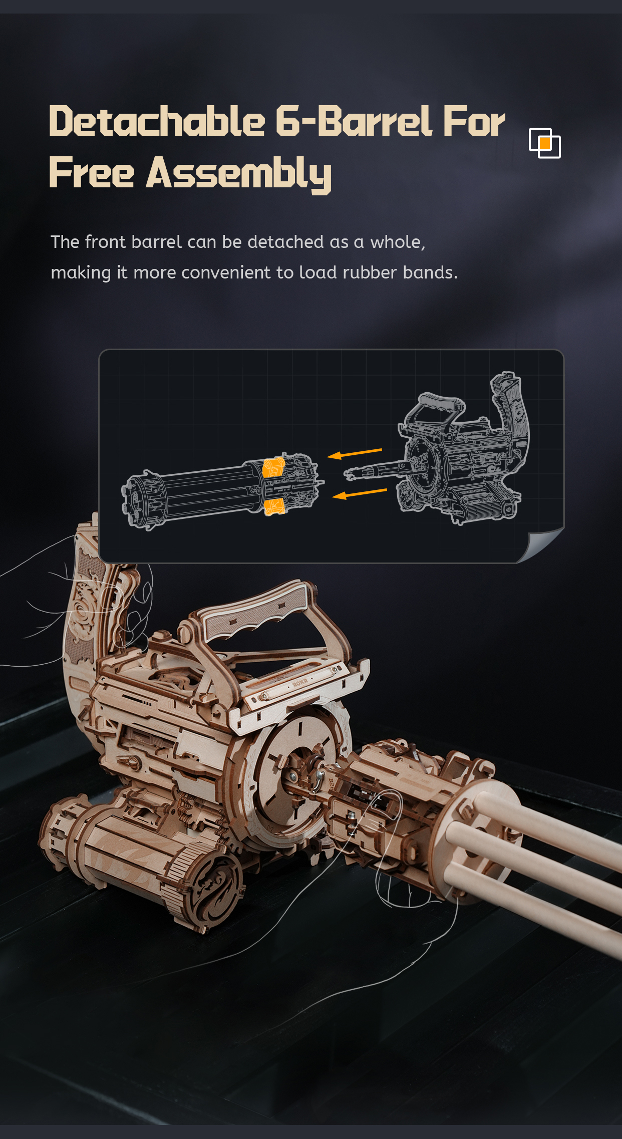 Rotating-Barrel Machine Gun 3D Wooden Puzzle