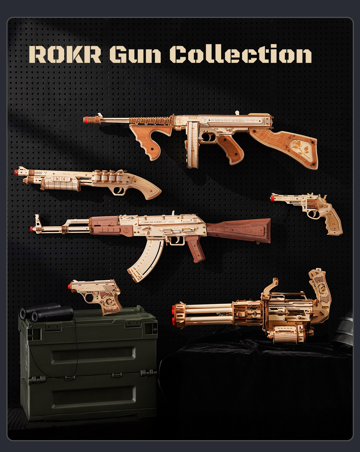 Rotating-Barrel Machine Gun 3D Wooden Puzzle