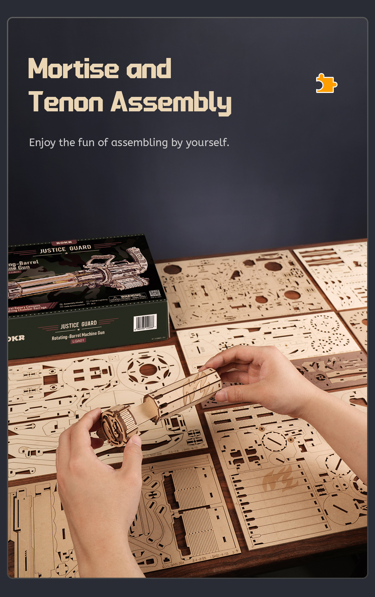 Rotating-Barrel Machine Gun 3D Wooden Puzzle