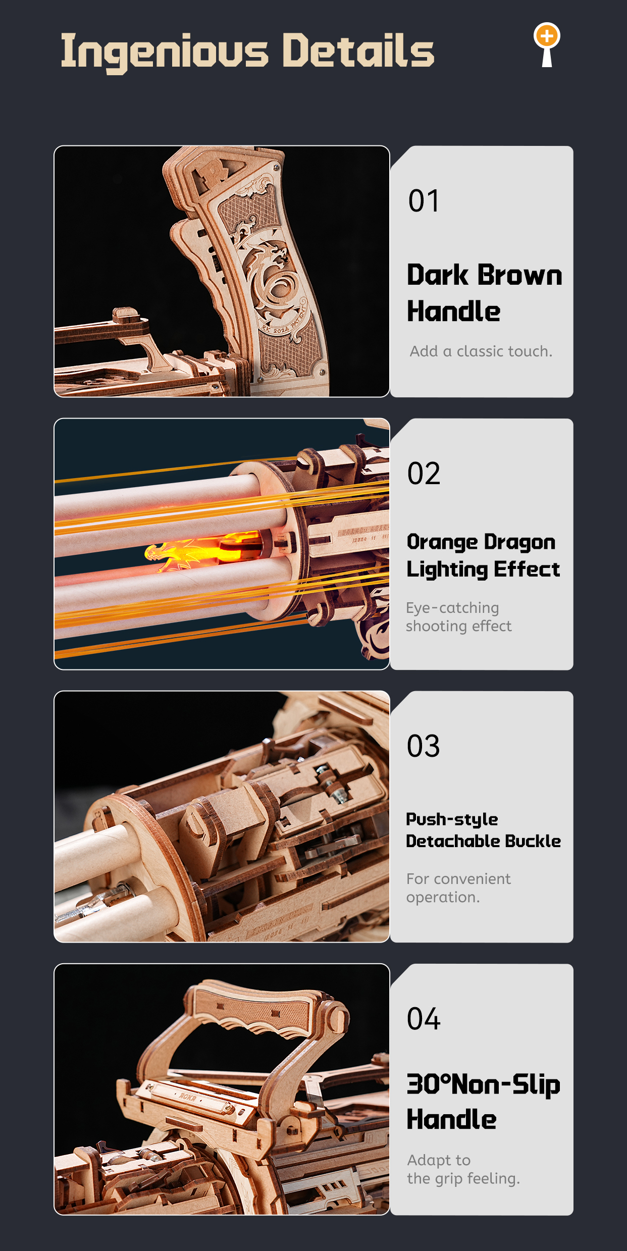 Rotating-Barrel Machine Gun 3D Wooden Puzzle