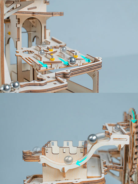ROKR Tower Coaster 3D Wooden Puzzle Kit - Build Your Own Roller
