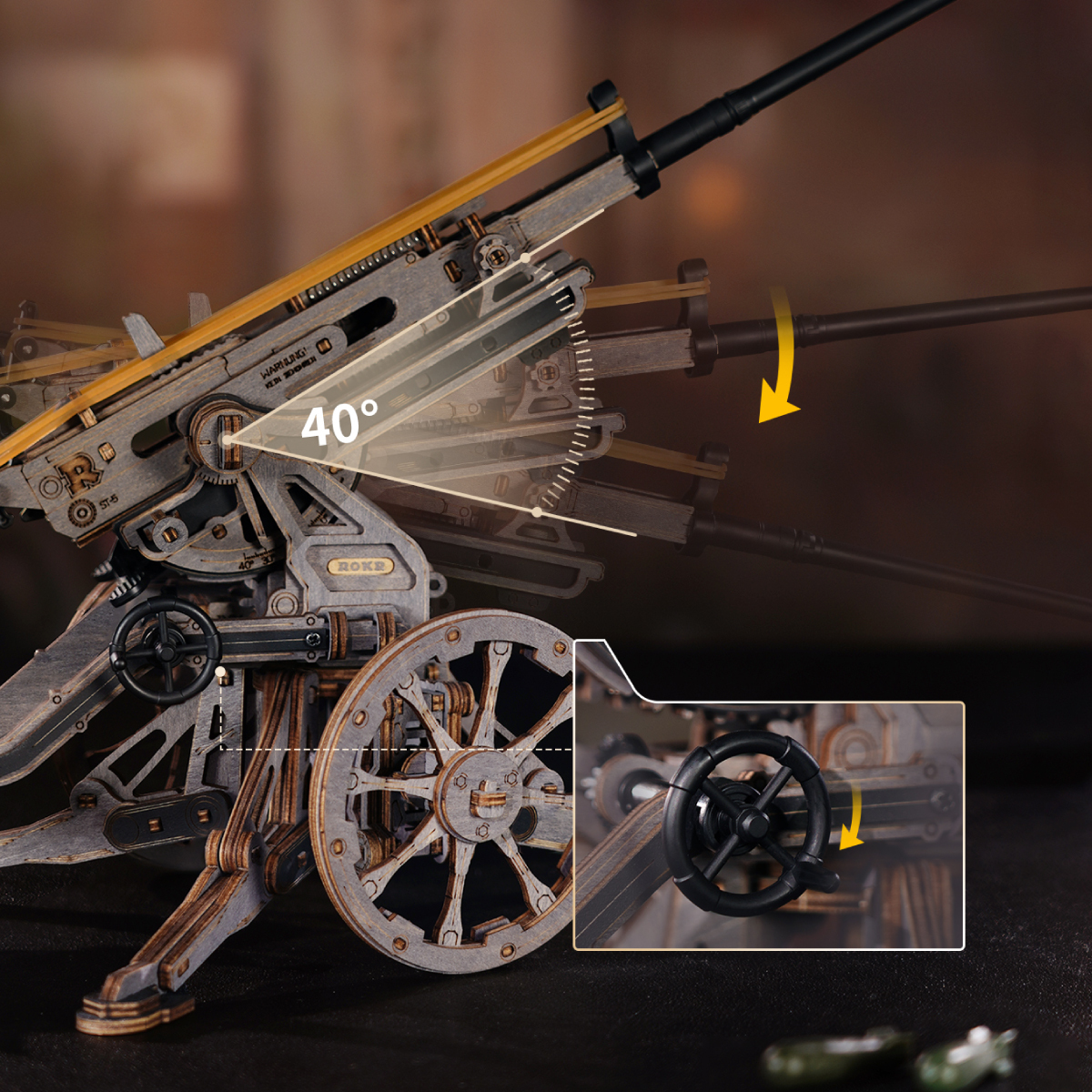 ROKR Antiaircraft Gun LQM01 - Wooden 3D Puzzle Kit