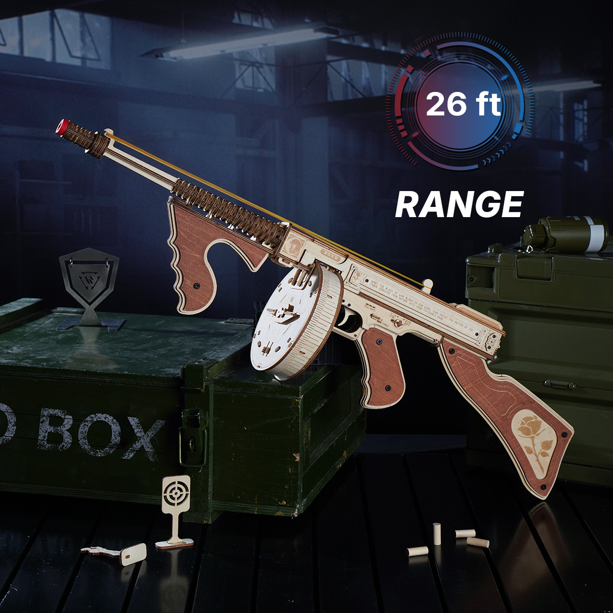 ROKR Thompson Submachine Gun Toy 3D Wooden Puzzle LQB01