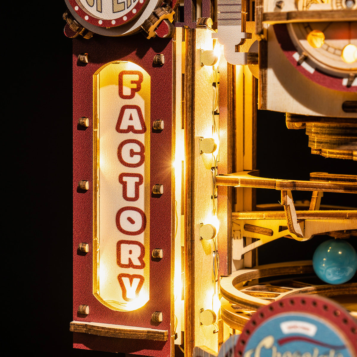 3D Wooden shops Puzzle Marble Run: Chocolate Factory-jgj