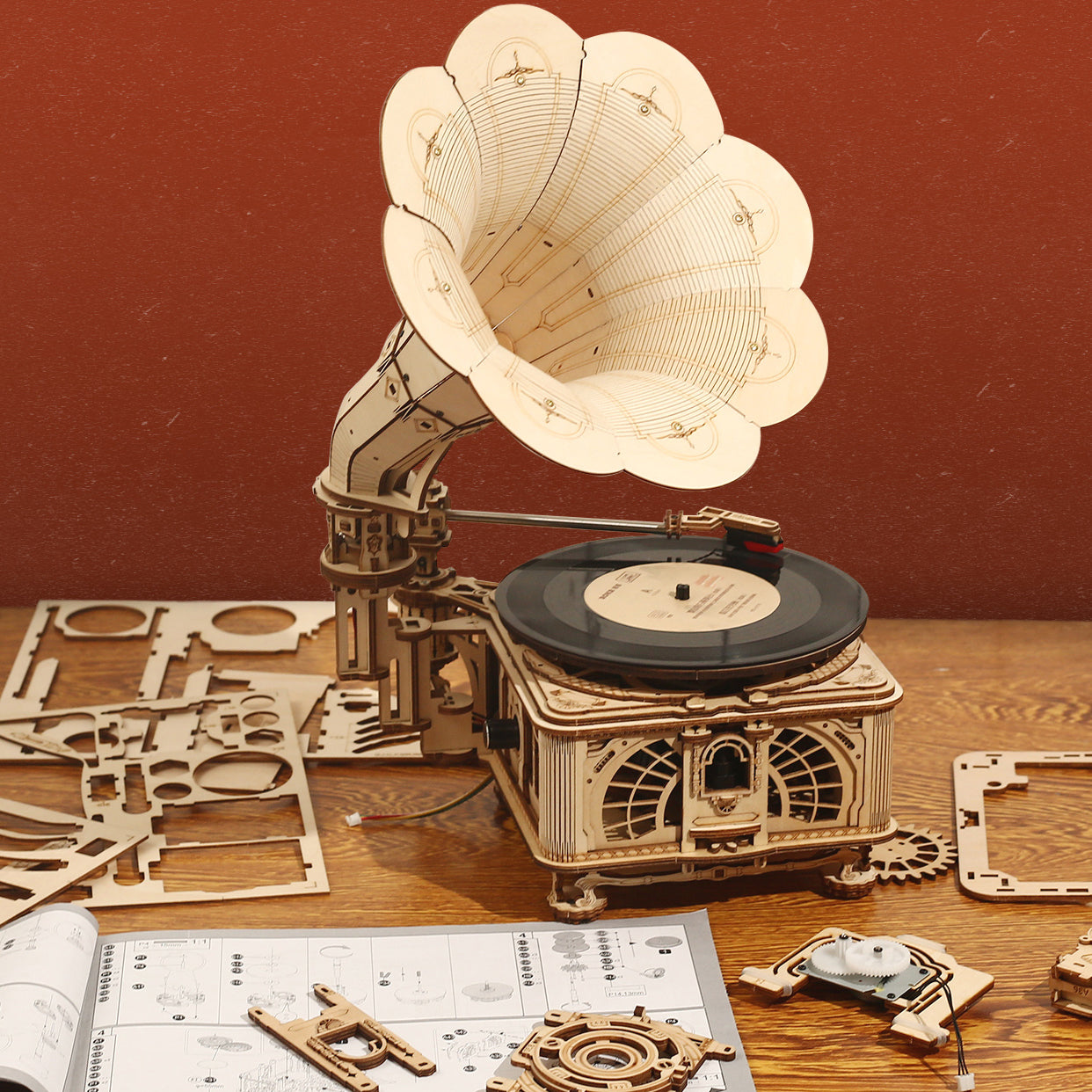 ROKR Classic Gramophone 3D Wooden Puzzle LKB01D selling (Electric Version)