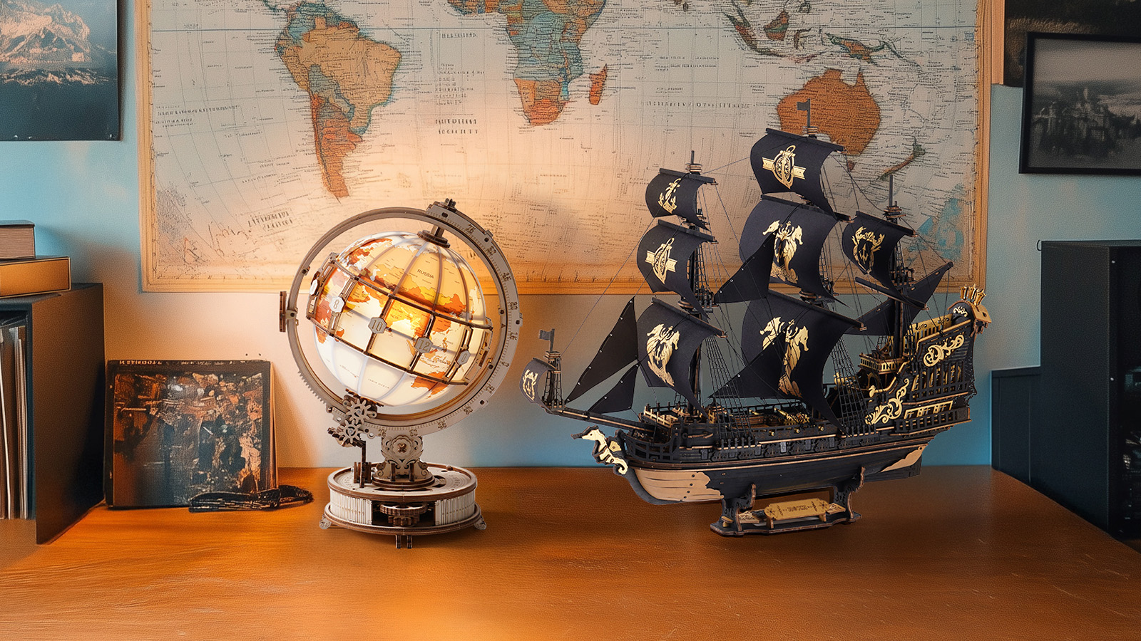 Use the ROKR Leuchtender Globus lighting effect to add a warm atmosphere to your desktop