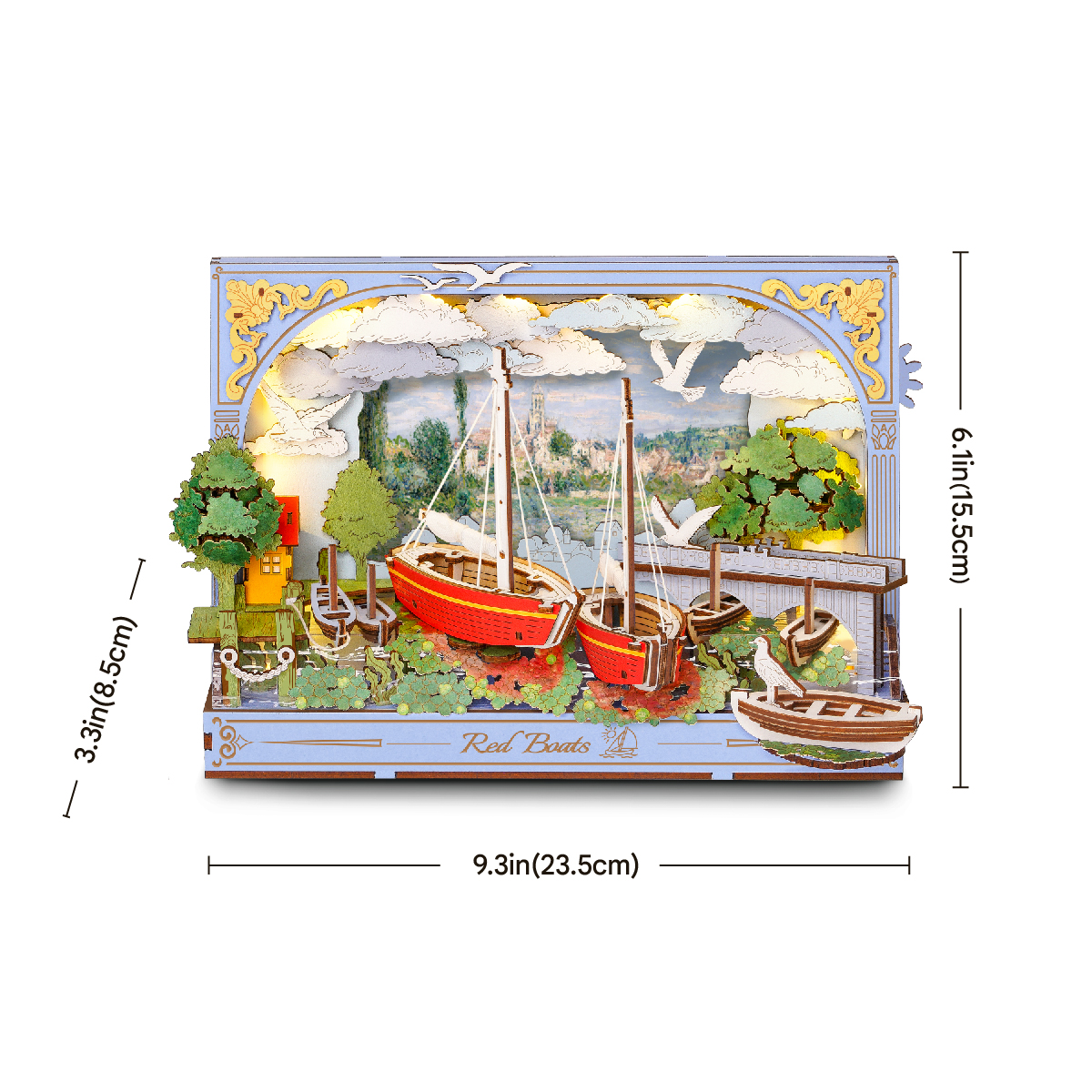 ロナウド 、ラシュフォード アートボード Rowood Red Boats TH004 - Wooden 3D Art Puzzle – ROKR