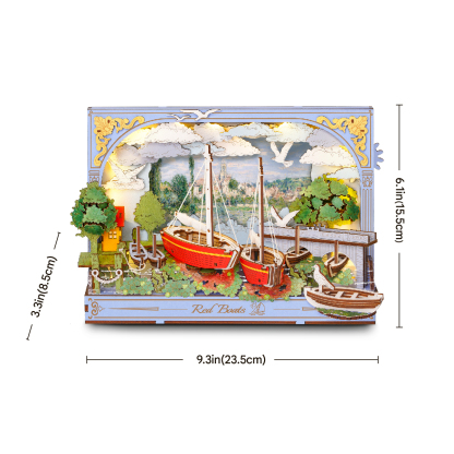 Rowood Red Boats TH004 - Wooden 3D Art Puzzle