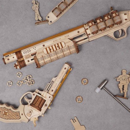 ROKR 3D Wooden Puzzle Toy Gun | Corsac M60 + Terminator M870
