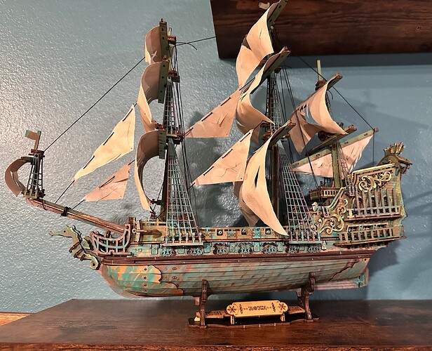 Shipwreck-inspired custom ROKR Seahorse Barque with aged sails