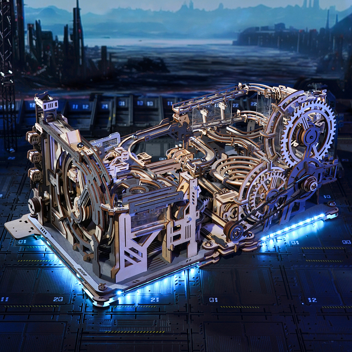 ROKR Marble Spaceport Marble Run 3D Wooden Puzzle LGC01