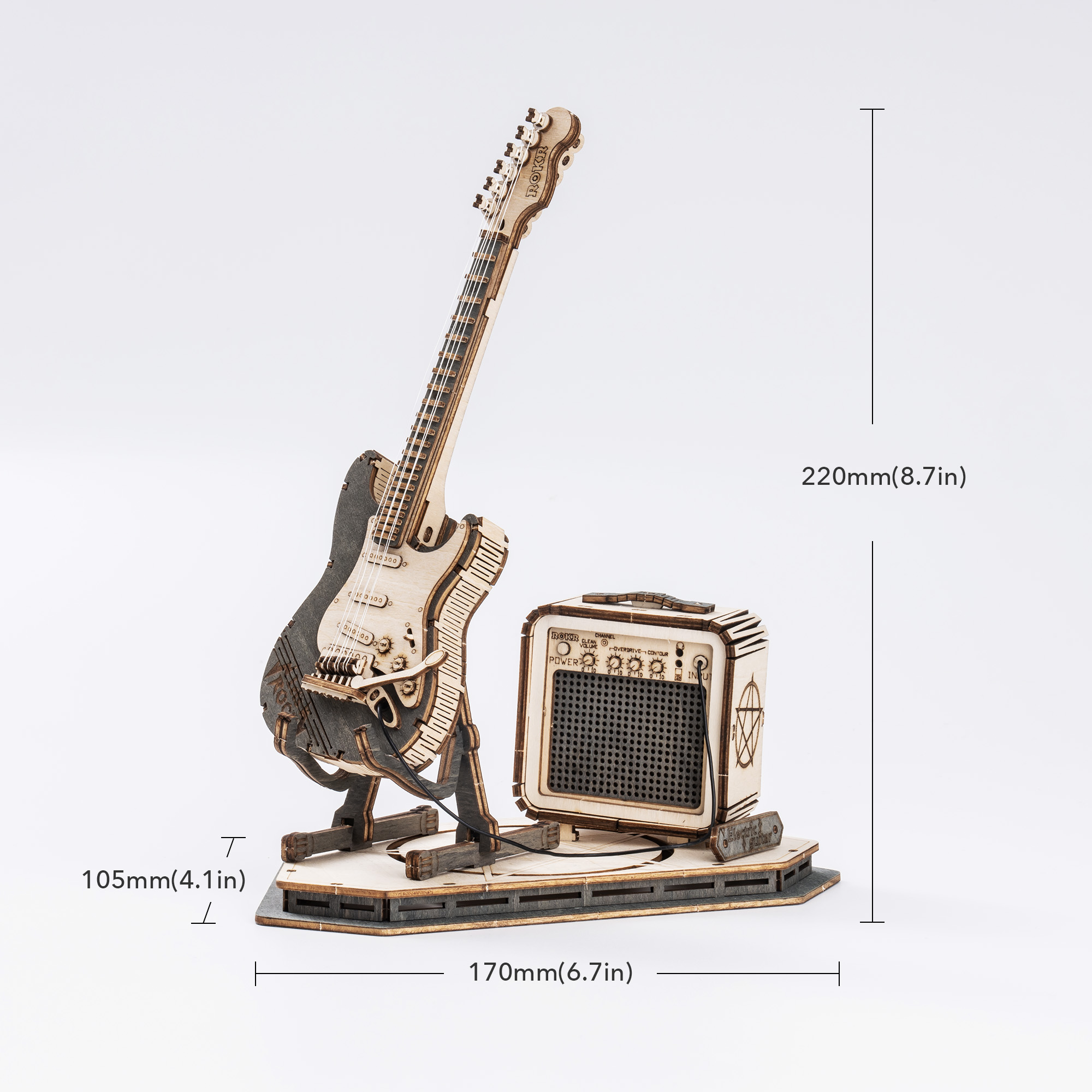 ROKR Electric Guitar Model 3D Wooden Puzzle | DIY Kit