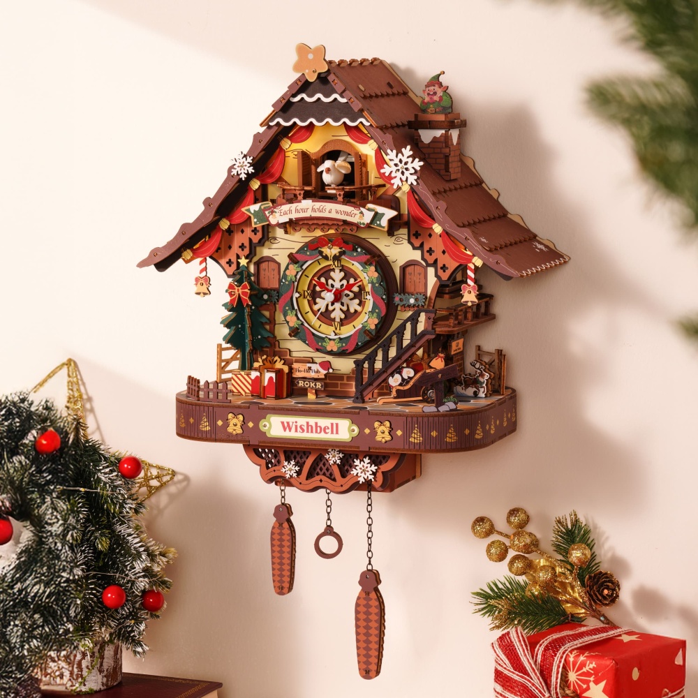 ROKR Christmas Cuckoo Clock LCB01 assembled Christmas cottage model