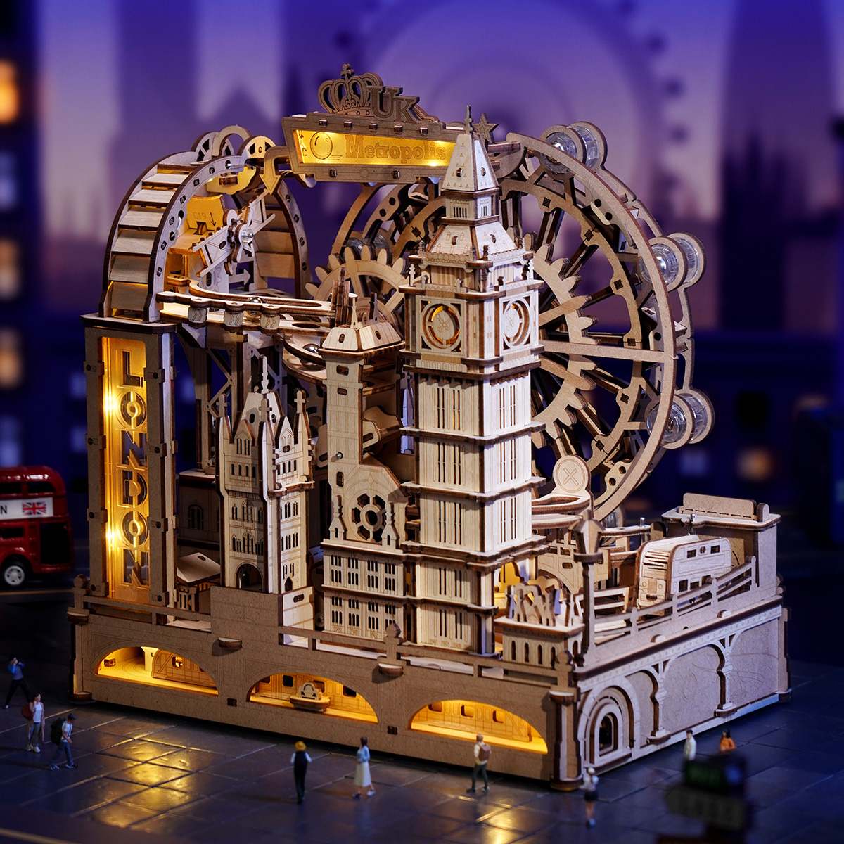 Rowood Marble Run 3D Puzzle, Wooden Town Models for Adults to Build, DIY Mechanical Craft Kit,Teen Boy Gifts on Birthday Christmas - Marbl＿並行輸入品 ROWOOD Marble Run Parallel World Electric Model Kits for Adults Kids to  Build, 3D Puzzle with LED, Cyberpunk Miniature City with Multi-Combination,