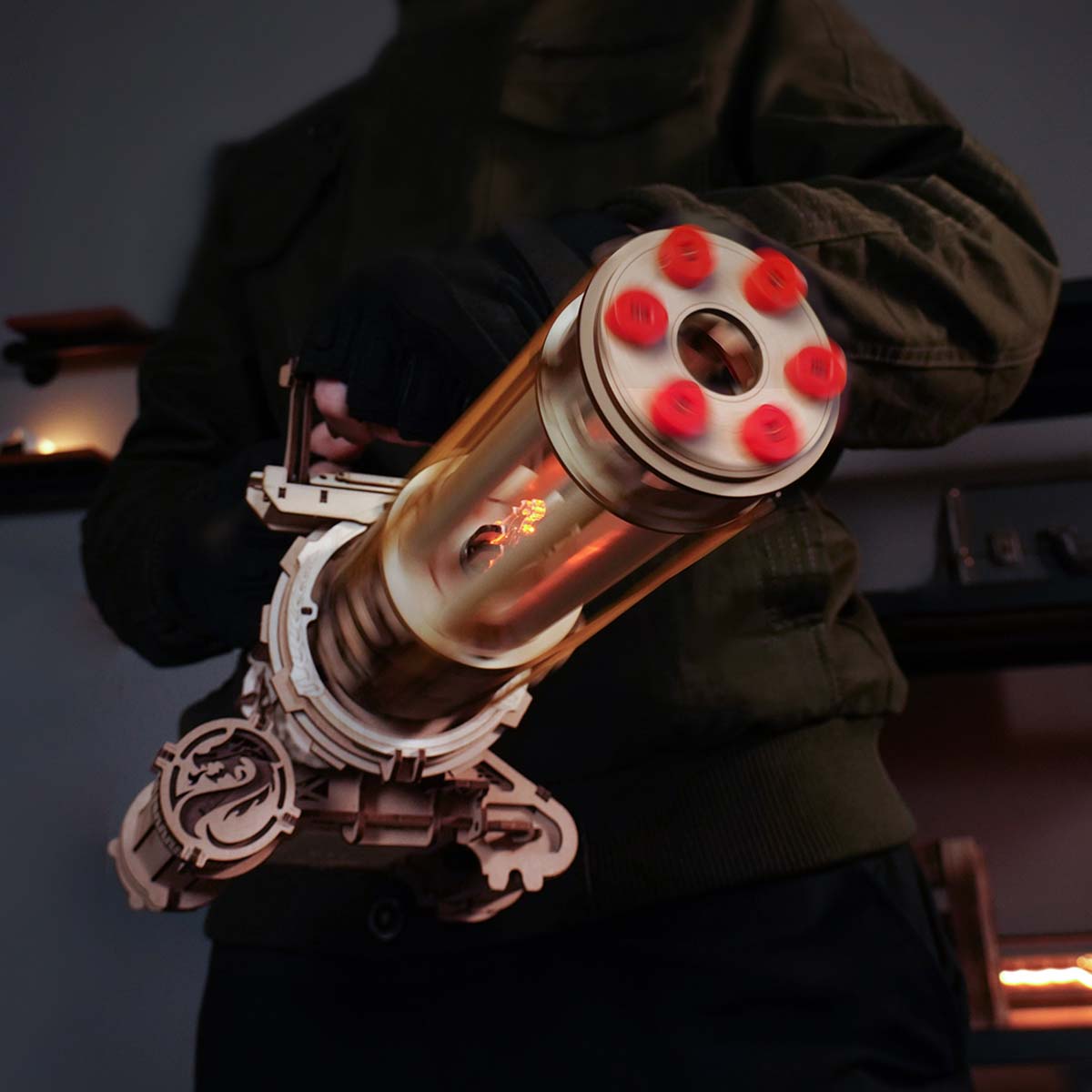 ROKR Rotating-Barrel Machine Gun 3D Wooden Puzzle LQA01