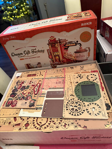 Early progress photo from a first ROKR Dream Gift Factory build
