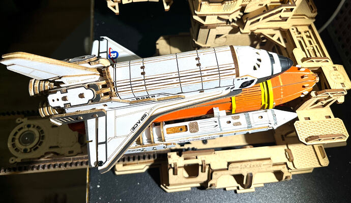 Painted ROKR Space Shuttle LKA02 with orange fuel tank and white boosters