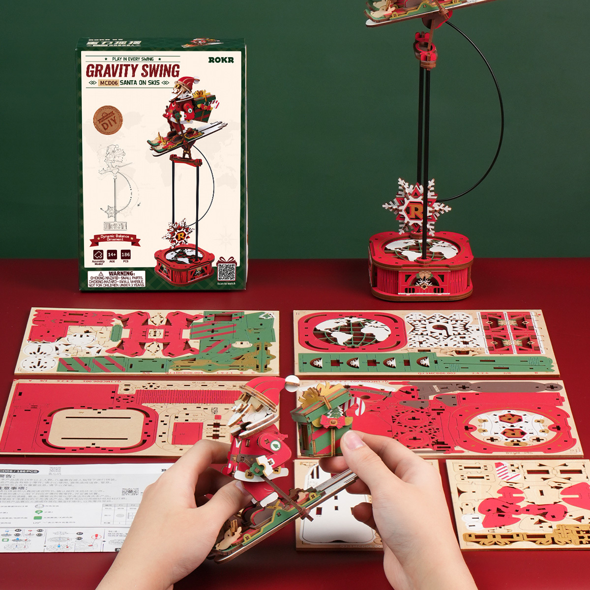 ROKR Santa on Skis MCD06 - Pendulum Balance Toy 3D Puzzle