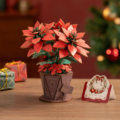Rowood Poinsettia TF001 - DIY Flower Bouquet 3D Wooden Puzzle