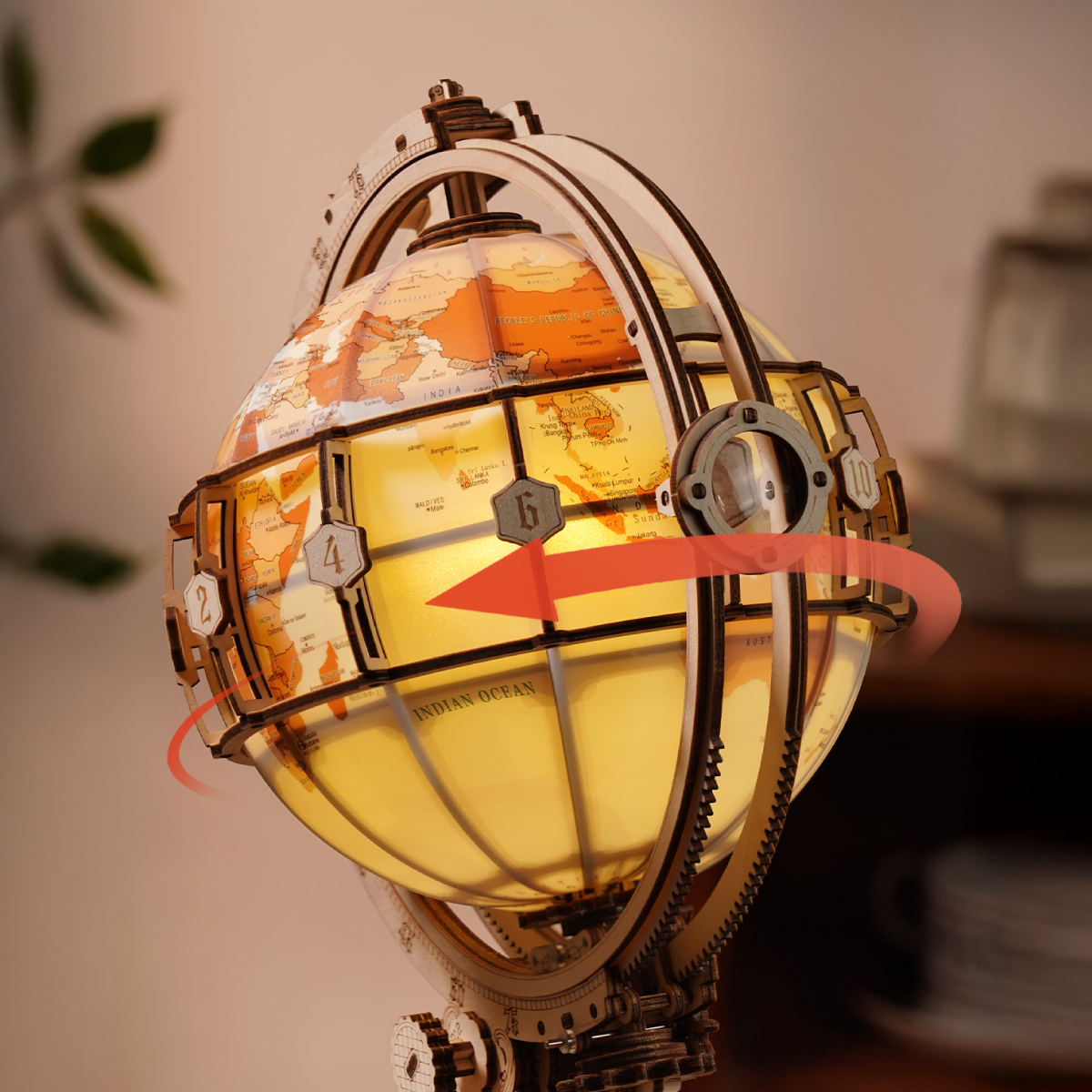 ROKR Luminous Globe 3D Wooden Puzzle ST003D (Electric Version)