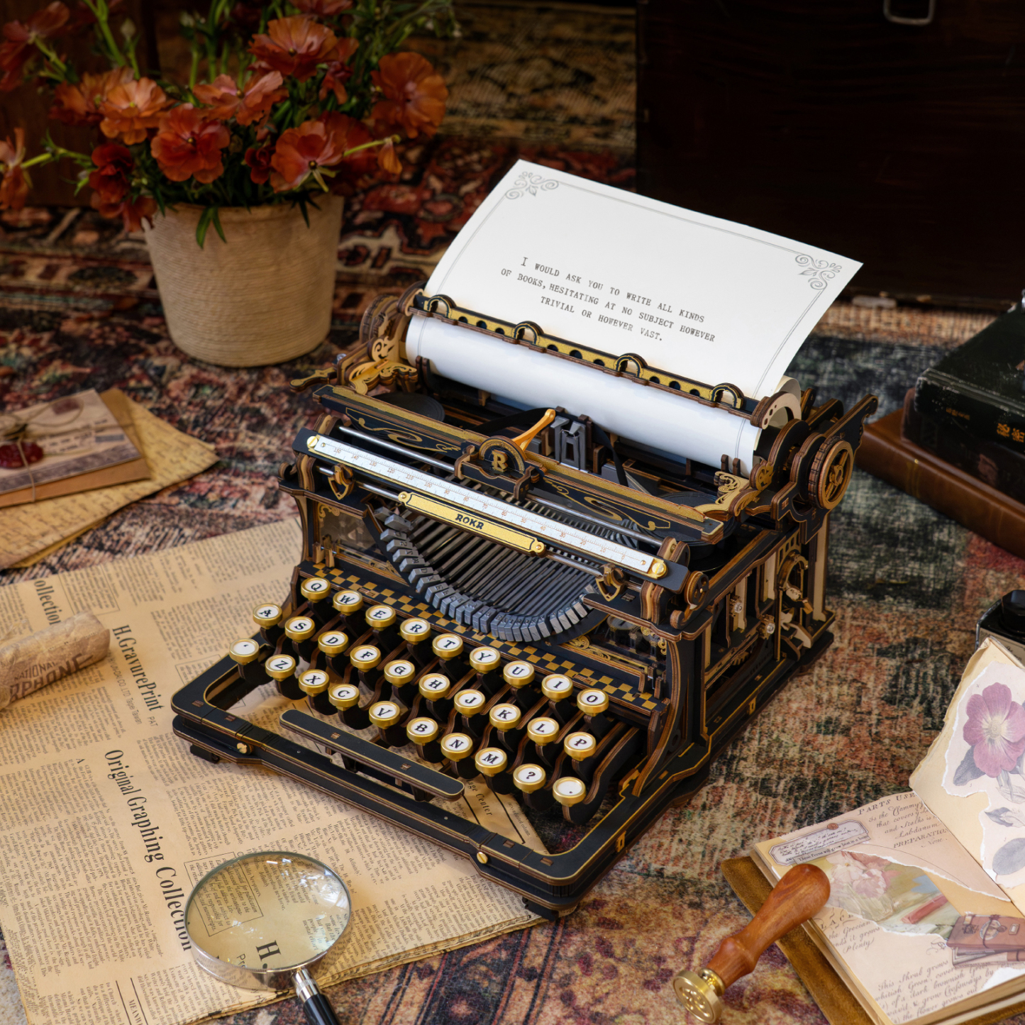 ROKR Mechanical Typewriter LK703B - 3D Wooden Globe Model Kit (Classic version)