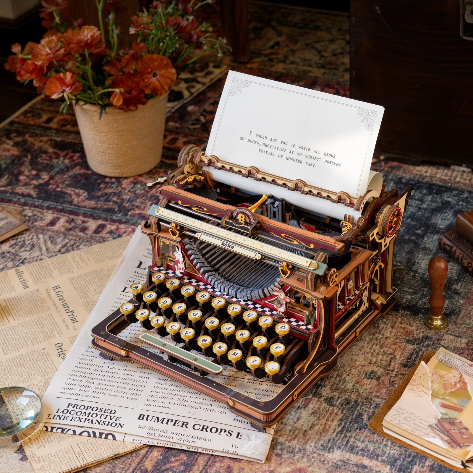 ROKR Mechanical Typewriter LK703C - 3D Wooden Globe Model Kit (Magic version)