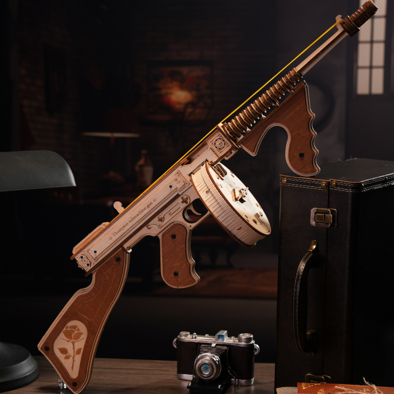 ROKR Thompson Submachine Gun Toy 3D Wooden Puzzle LQB01