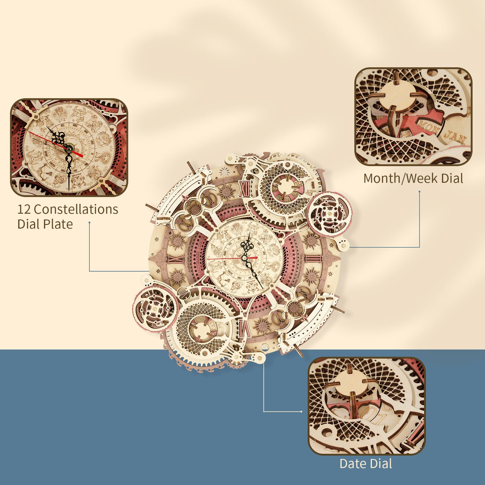 ROKR Zodiac Wall Clock | Mechanical 3D Wooden Puzzle