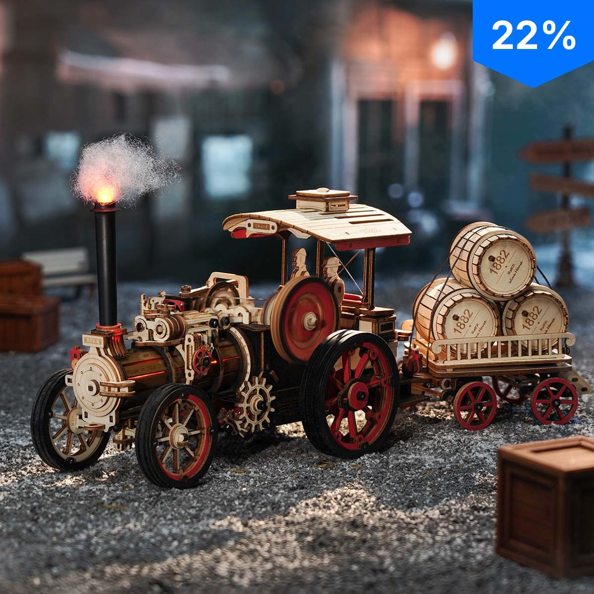 ROKR Steam Engine Mechanical 3D Wooden Puzzle LKA01