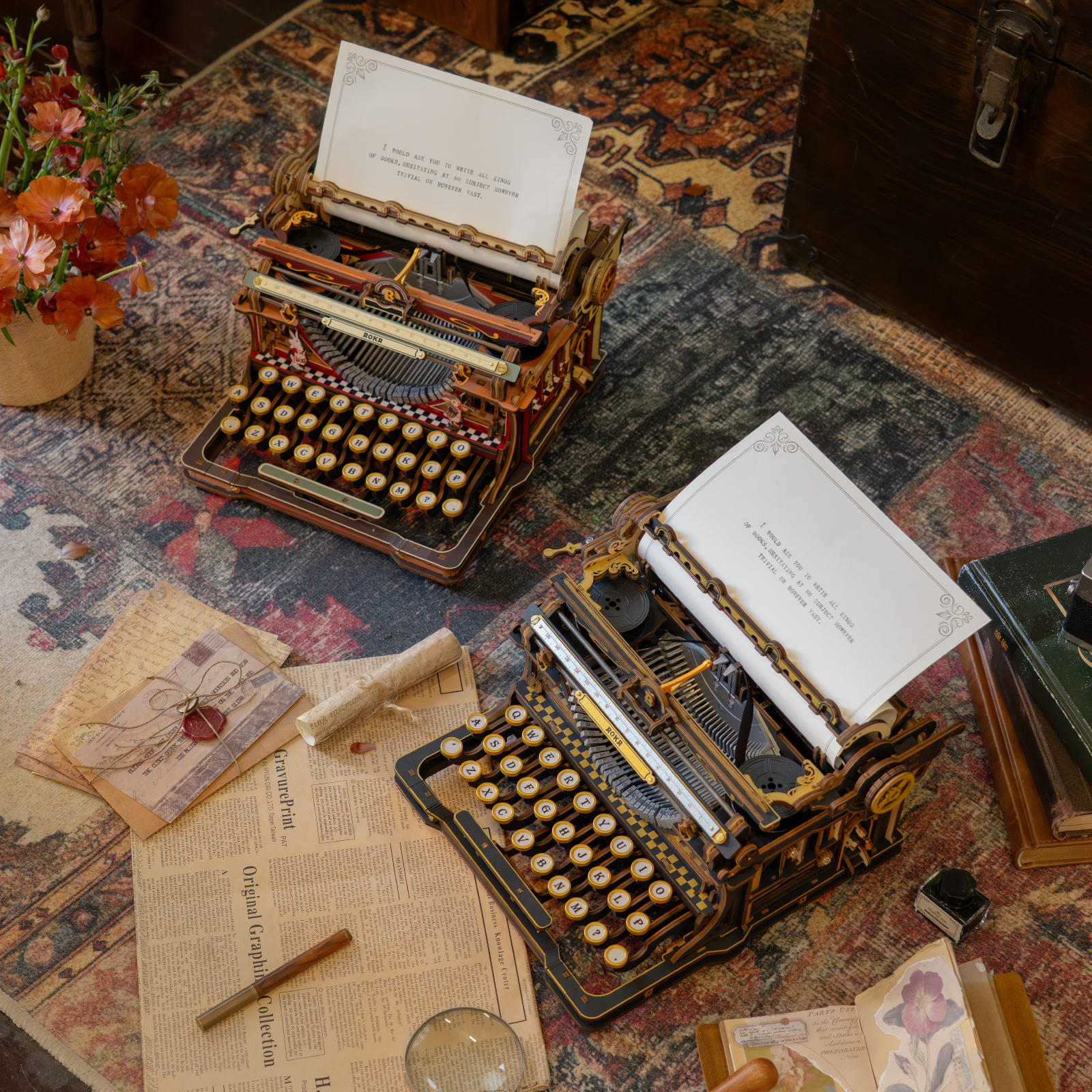 ROKR Mechanical Typewriter LK703B - 3D Wooden Globe Model Kit (Classic version)