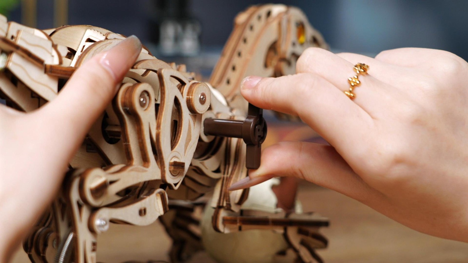 Turn the windup key six times to activate the Velociraptor’s motion