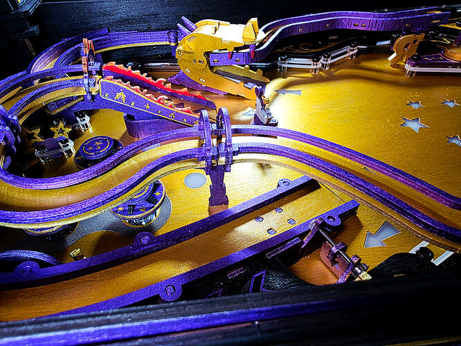 Finished colorful ROKR Pinball Machine after a multi-week painting and build journey