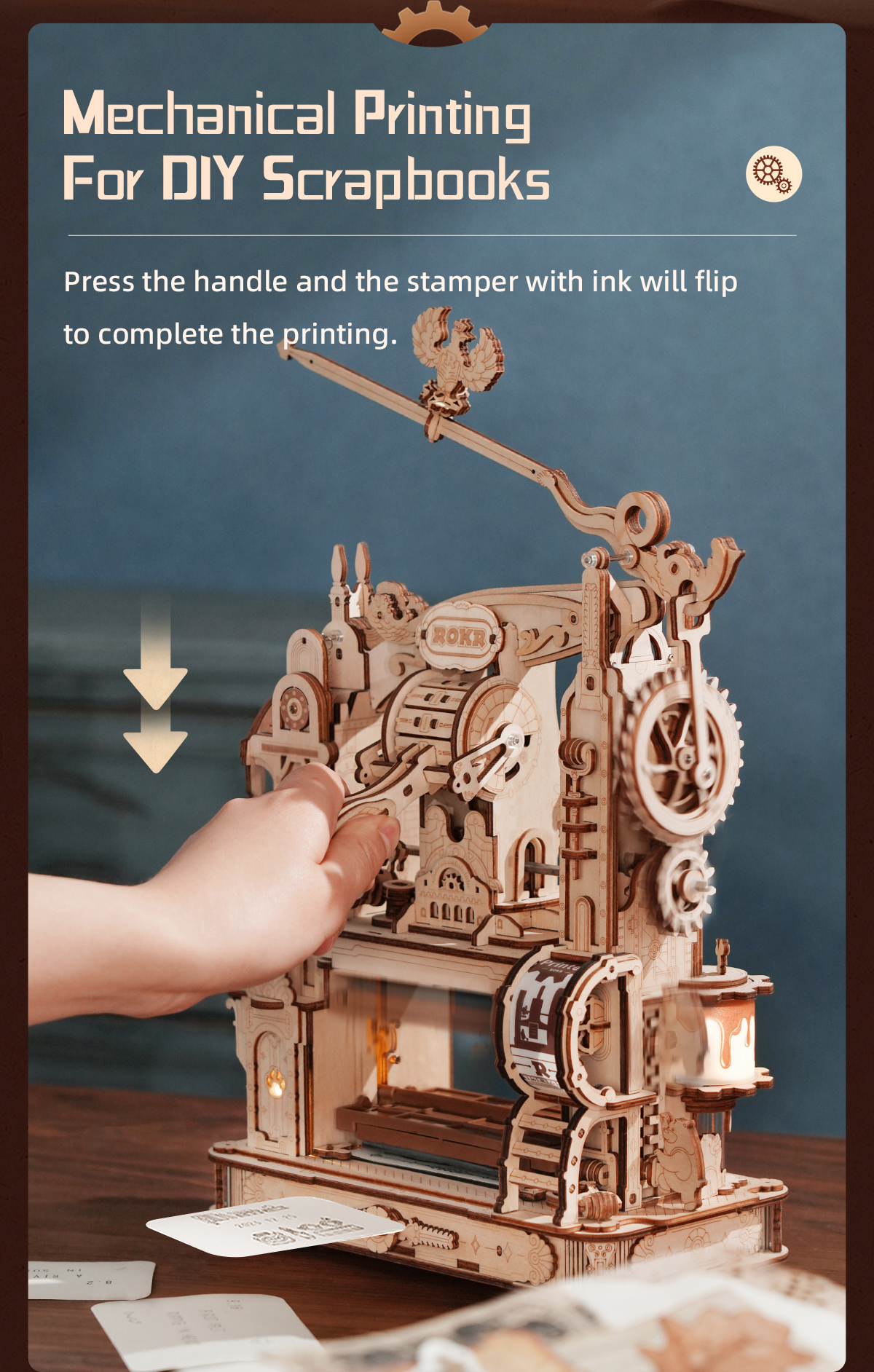 ROKR Classic Printing Press 3D Wooden Puzzle LK602